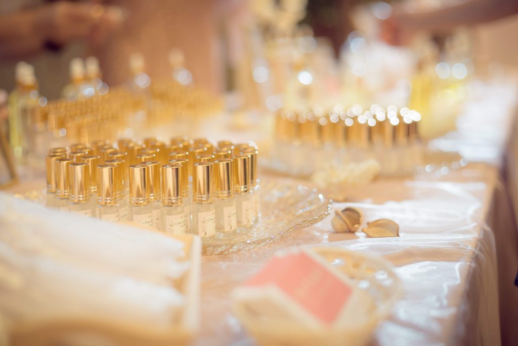 Wedding photo album & perfume bar decoration